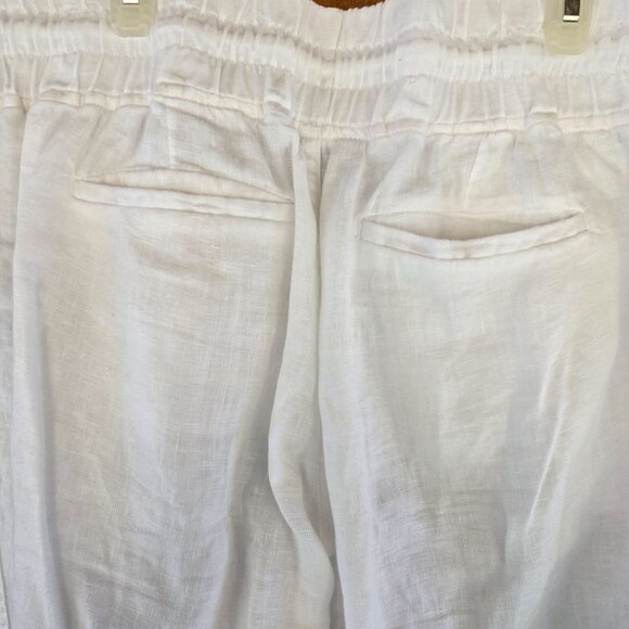 Athleta Womens White Linen Joggers With Zipper Pockets & Elastic Waist Size 8 - Picture 4 of 9